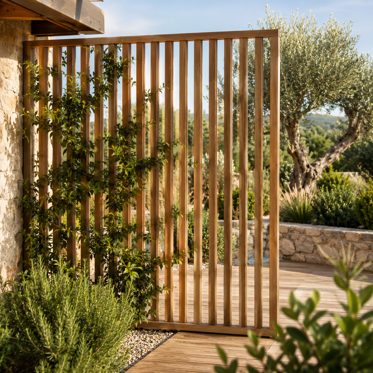 Claustra bois brise-vue pour jardin et terrasse en Occitanie
