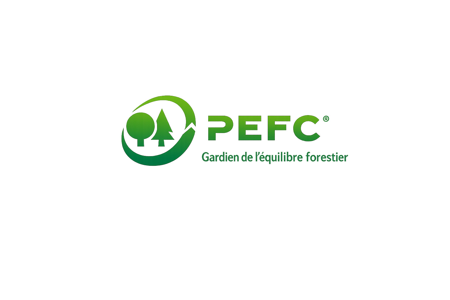 Logo certification PEFC, garantie de bois issu de forêts gérées durablement