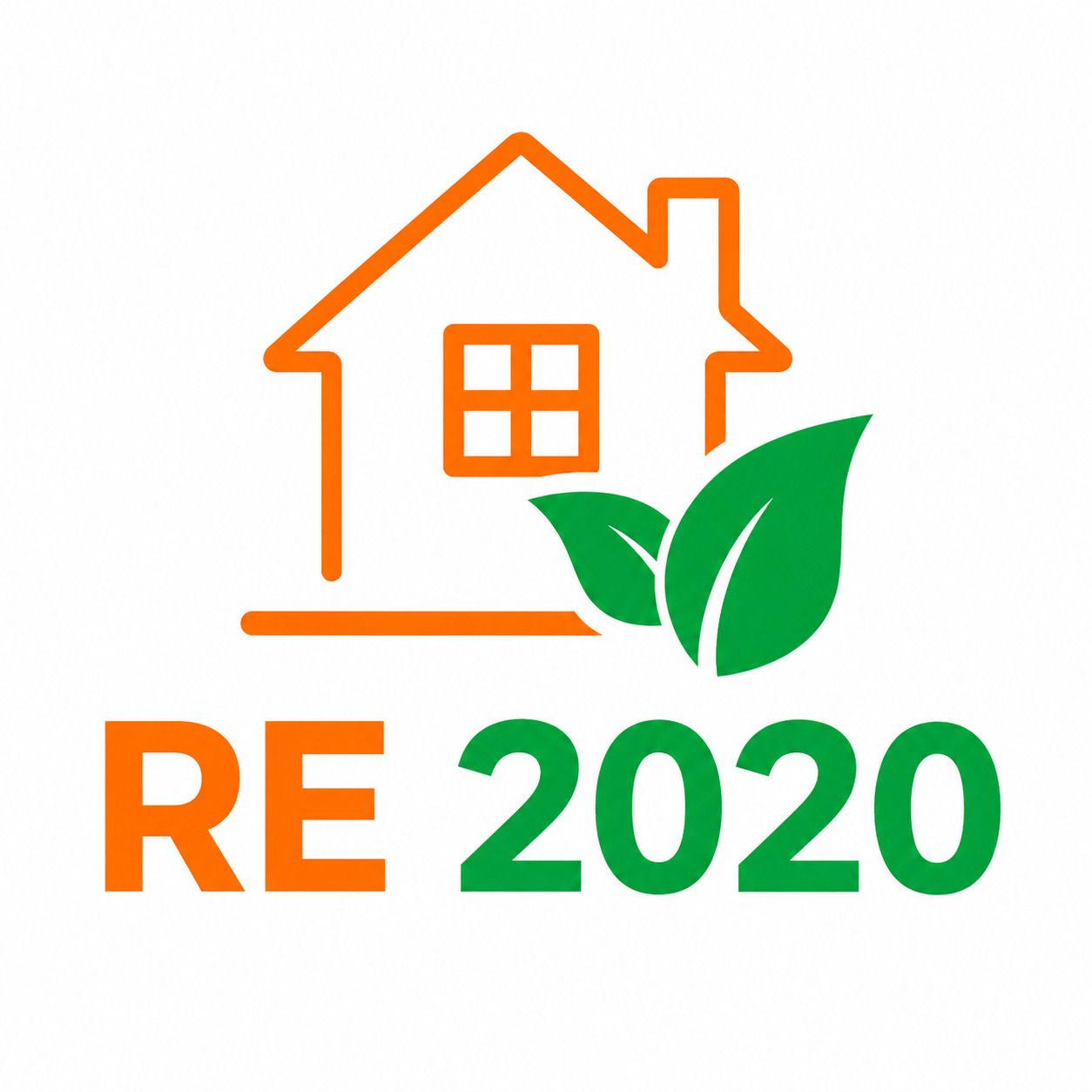Logo RE2020 — réglementation environnementale, isolation écologique SNBD Vieu