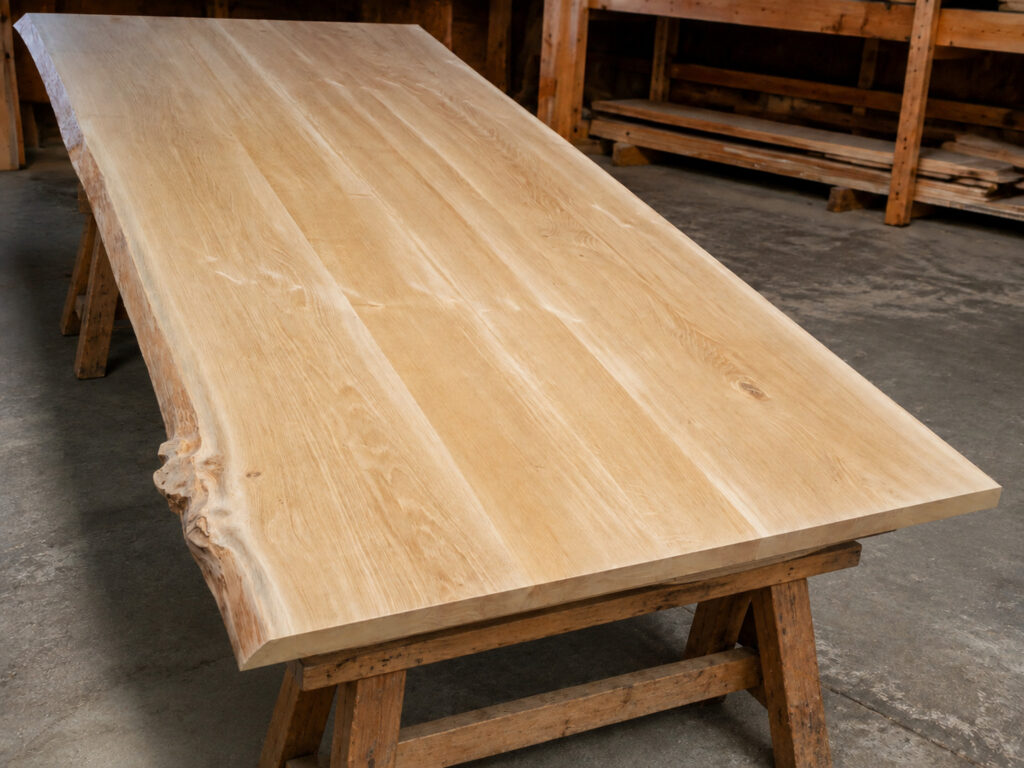 Grand plateau de table en chêne massif débité sur mesure — SNBD Vieu, Tarn